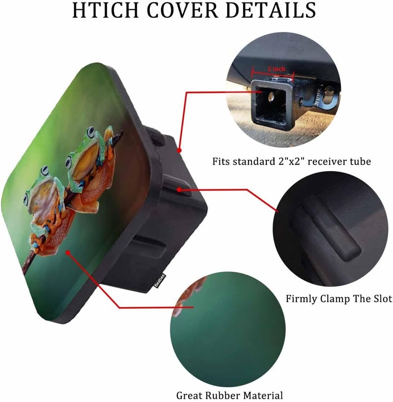 Beabes Trailer Hitch Cover Plug Tree Frog, Cute Animal Tree Frog Tree Branch Trailer Hitch Cover Plug Cap Insert Fits 2" Receivers Black Receiver Tube Hitch Plug for RVs SUVs and Cars - Image 3